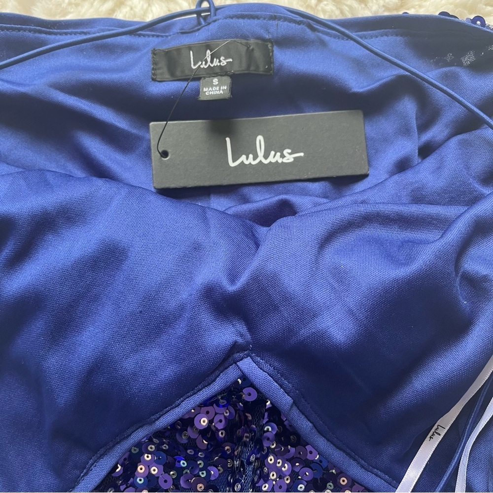 Lulu's Force of Fashion Navy Sequin Backless Mini Dress Size S - Picture 8 of 9
